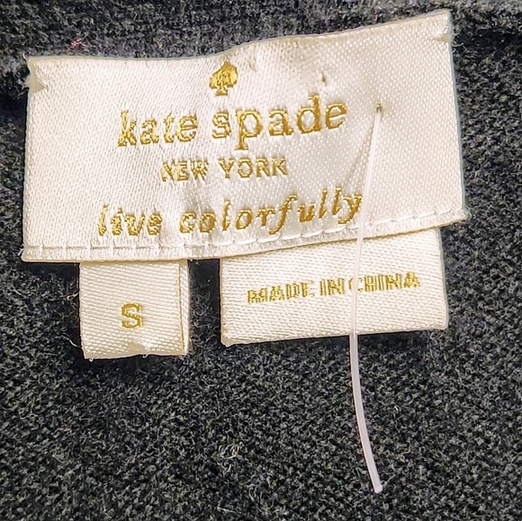 Kate Spade Black Embellished Broch Button Down Cardigan On Pointe Size S - Picture 5 of 12